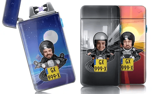 Personalised lighter with motorcyclist